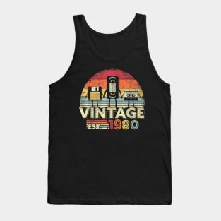 Vintage 40th Birthday Gift 1980s Funny Music Tech T-Shirt Tank Top